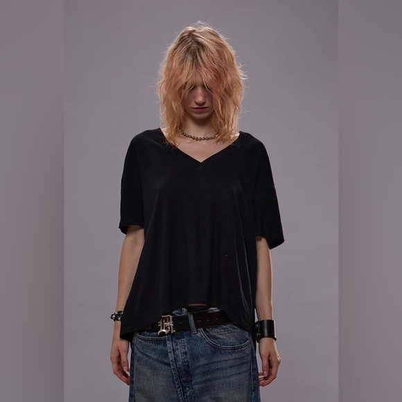 R13 Tops - R13 Black V-neck Relaxed Short Sleeve T-Shirt